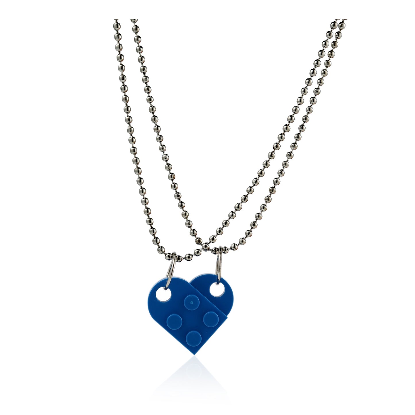 Couples Brick Heart Pendant Shaped Necklace for Friendship 2 Two Piece Jewelry Made with Lego Elements Valentine's Day Gift