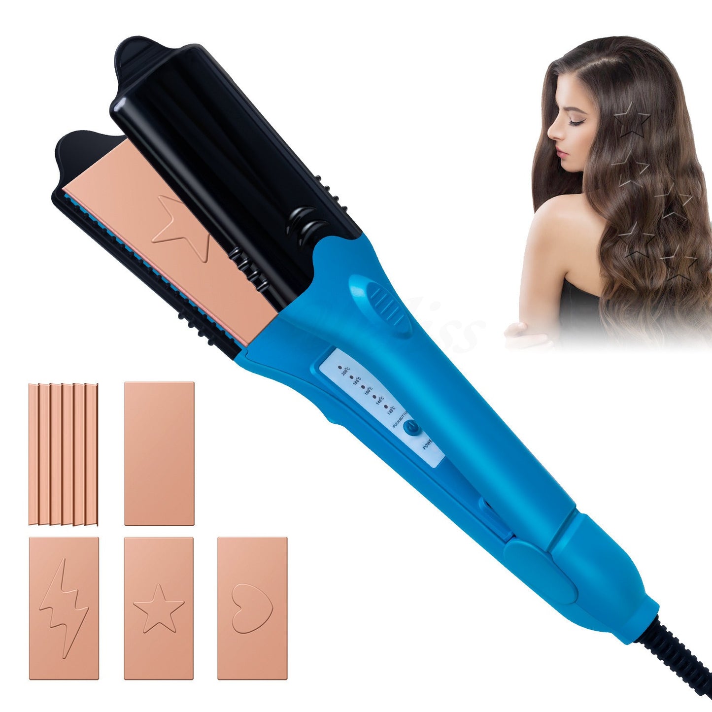 3D hair imprinting 3D Hair Press Iron Hair Straightener Electric Straightening Curling Imprinting 3D Hair Crimper
