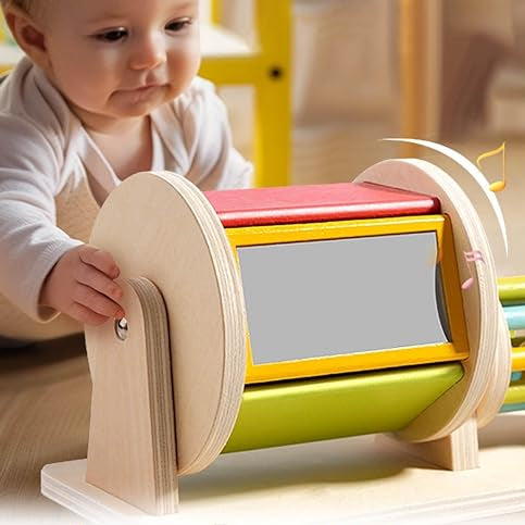 Wooden Montessori Sensory Drum Colors and Shapes Toy