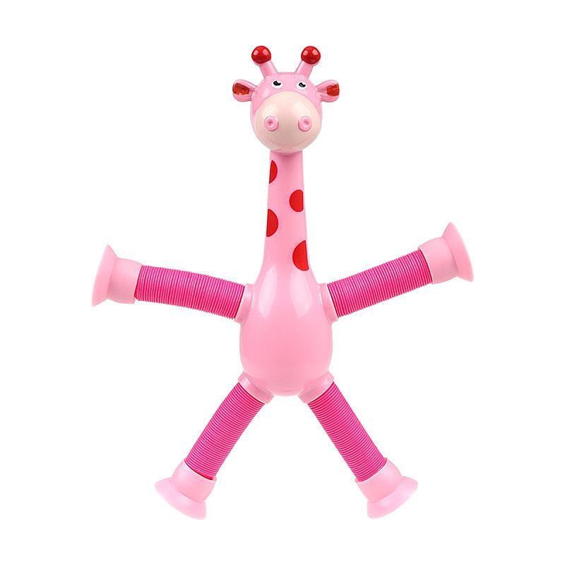DIY Telescopic Pop Tube Giraffe Sensory Toys Kids Stress Relief Games Early Education Suction Cup Giraffe Playing Gifts