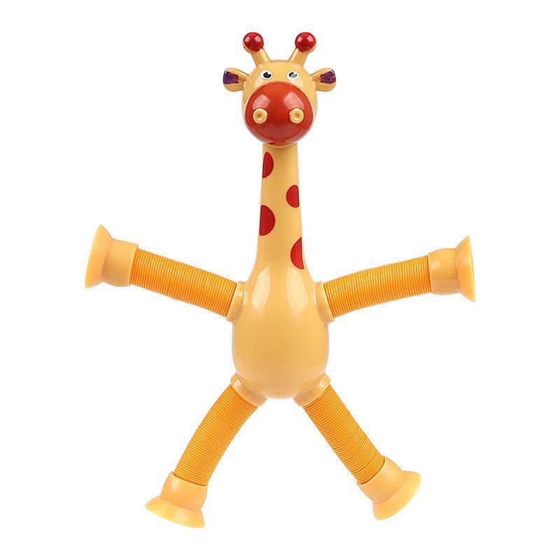 DIY Telescopic Pop Tube Giraffe Sensory Toys Kids Stress Relief Games Early Education Suction Cup Giraffe Playing Gifts