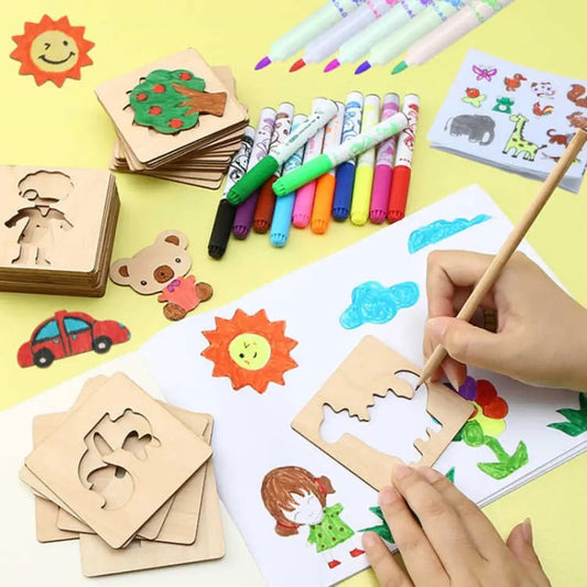Montessori 20-Piece Wooden Stencil Set for Kids