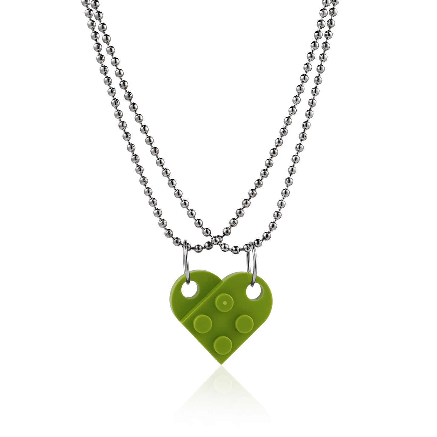 Couples Brick Heart Pendant Shaped Necklace for Friendship 2 Two Piece Jewelry Made with Lego Elements Valentine's Day Gift