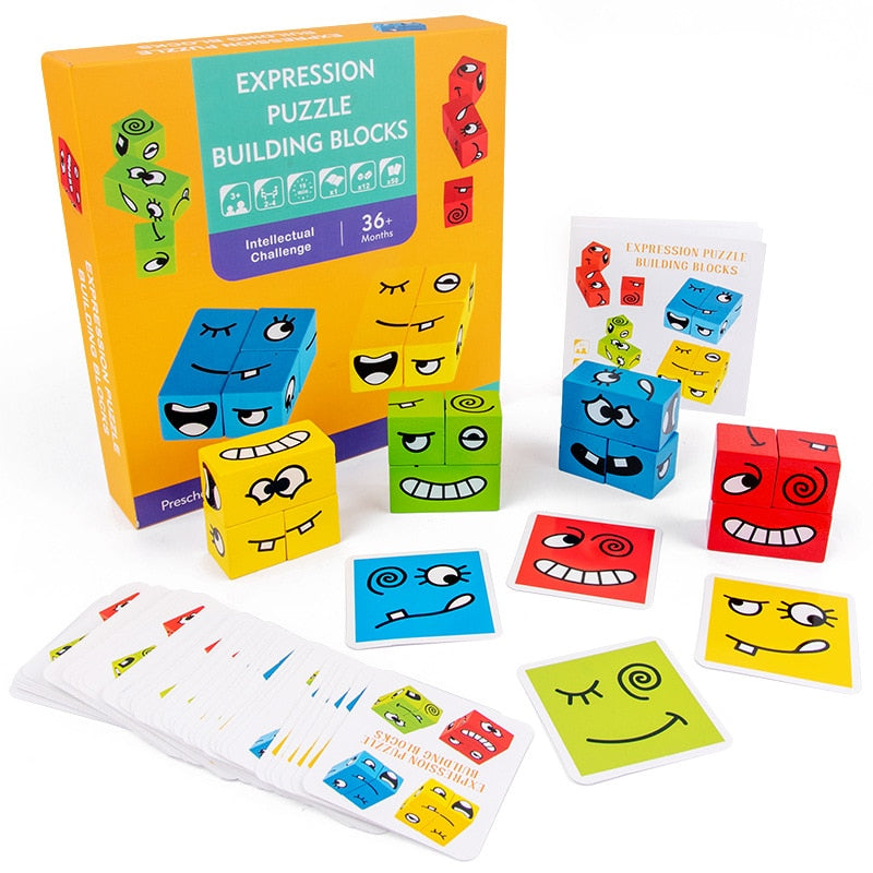 Woods™ - Block Puzzle with Facial Expressions | Thinking Exercises for Kids