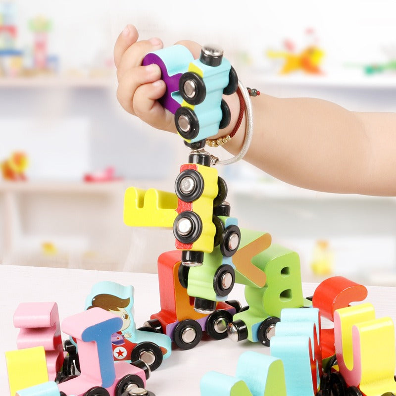 Woods™ - Wooden Magnetic Train | Learn the Alphabet and Numbers
