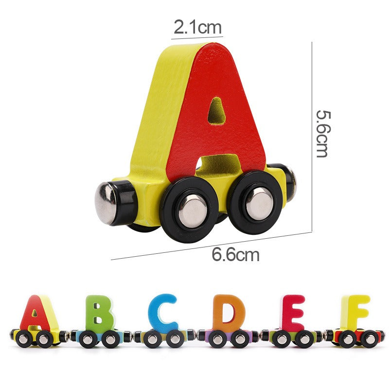 Woods™ - Wooden Magnetic Train | Learn the Alphabet and Numbers