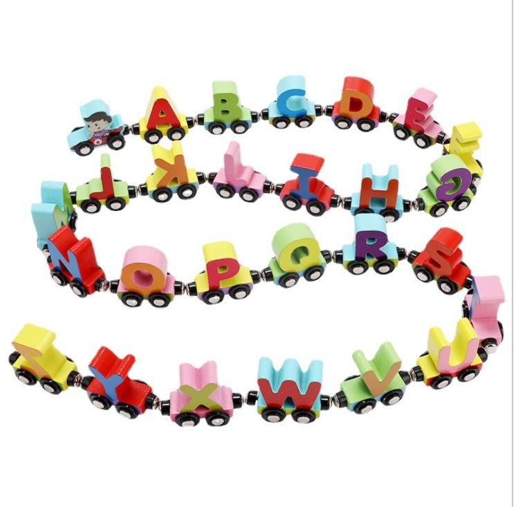 Woods™ - Wooden Magnetic Train | Learn the Alphabet and Numbers