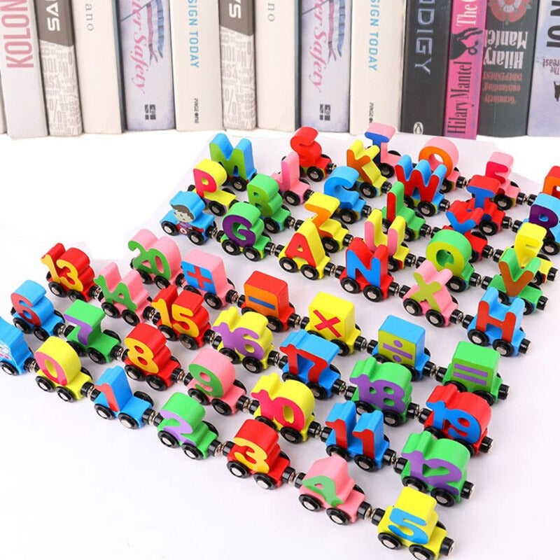 Woods™ - Wooden Magnetic Train | Learn the Alphabet and Numbers