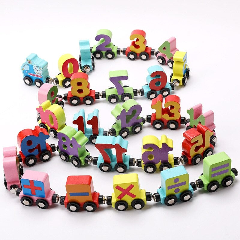 Woods™ - Wooden Magnetic Train | Learn the Alphabet and Numbers