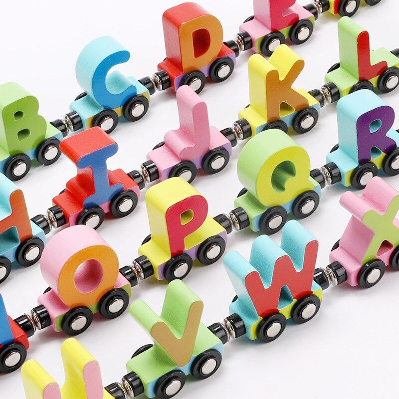 Woods™ - Wooden Magnetic Train | Learn the Alphabet and Numbers