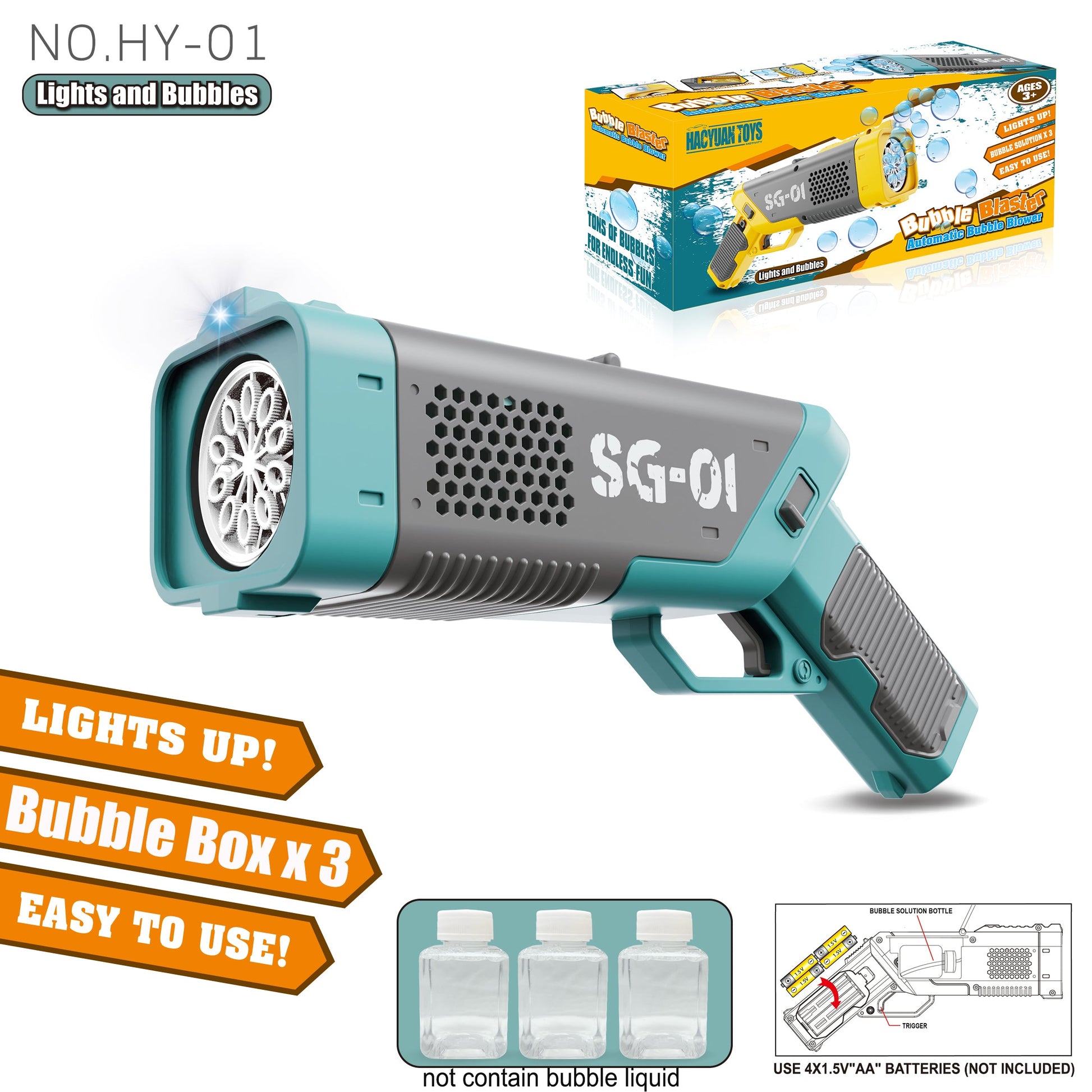 BubbleBlitz – Light-Up Automatic Bubble Gun