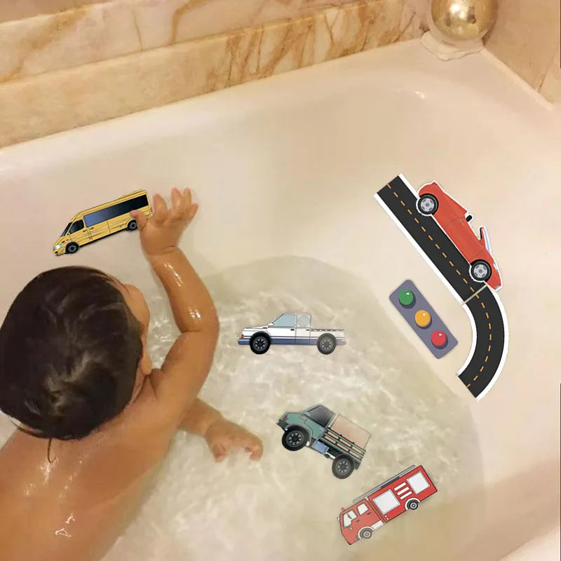 Bath Cars™ - Super fun in the bath - Bath set with traffic toys made of foam rubber