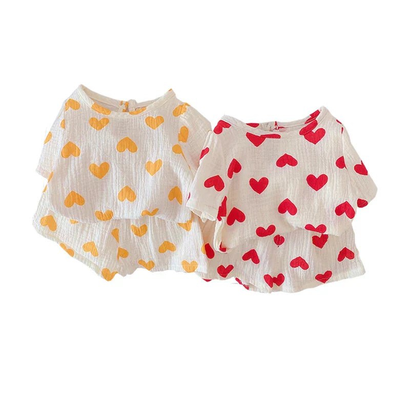 Mini Fashion™ - Airy Cotton - Summer Set with Hearts for Kids