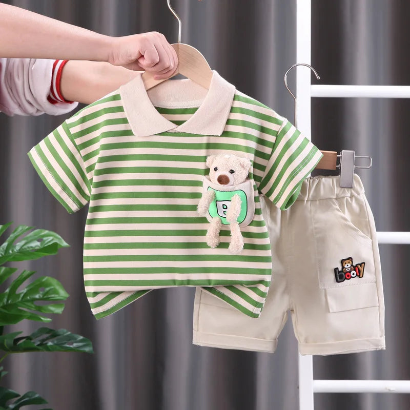 Mini Fashion™ - Striped outfit - Cotton clothing set