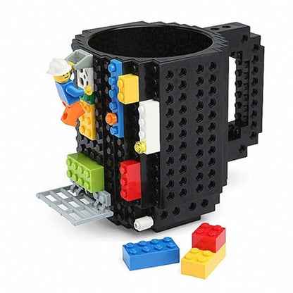 350ml Creative Lego Coffee Mugs silicone stainless steel Travel Kids Adult Cutlery Drink Dinnerware Set for Child