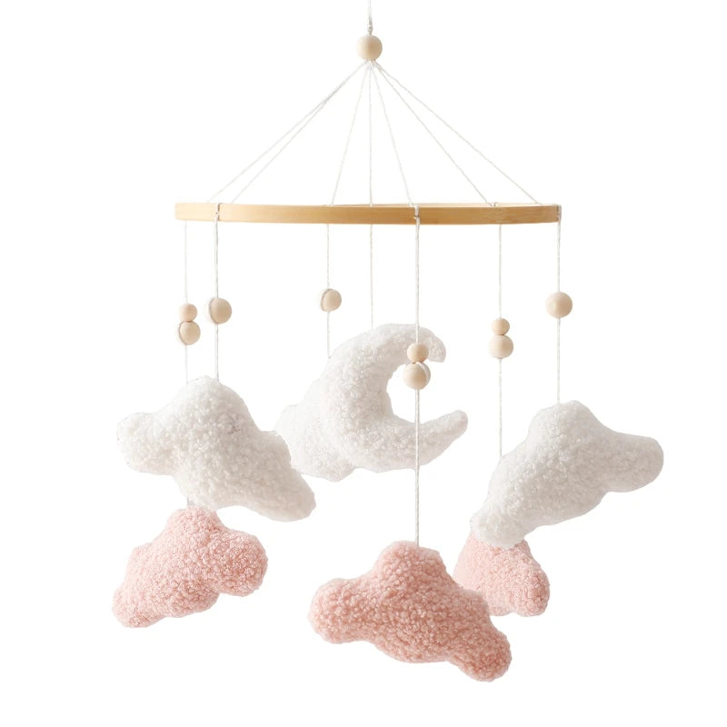 Wooden Bear Crib Mobile with Soft Felt Rattle and Music Box