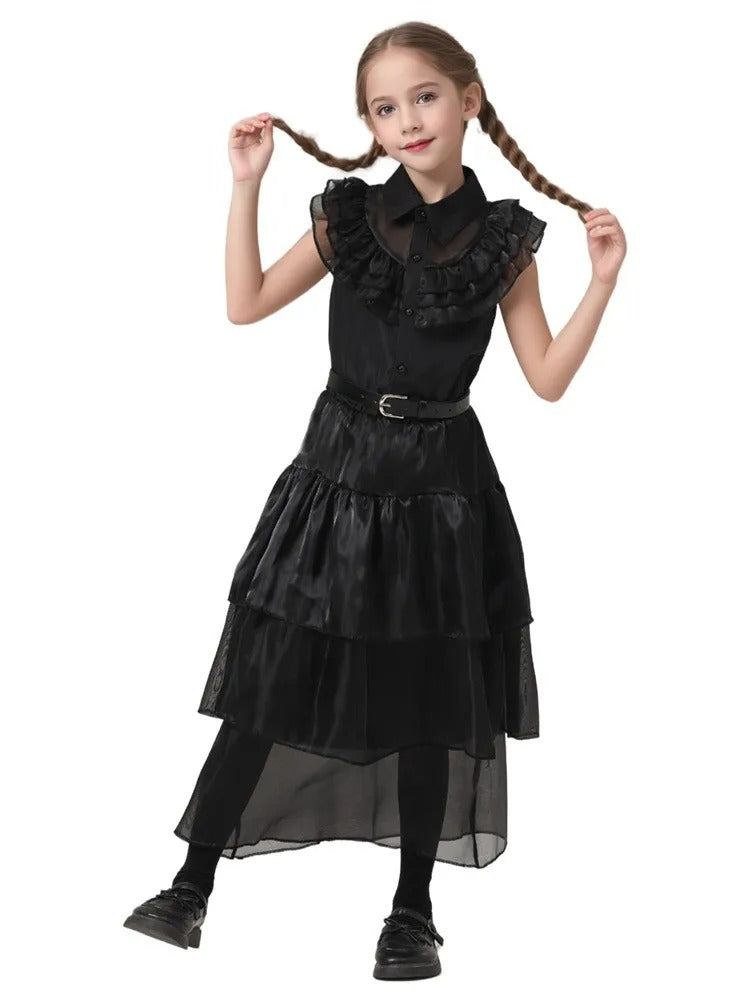 Kids Wednesday Black Cosplay Costume