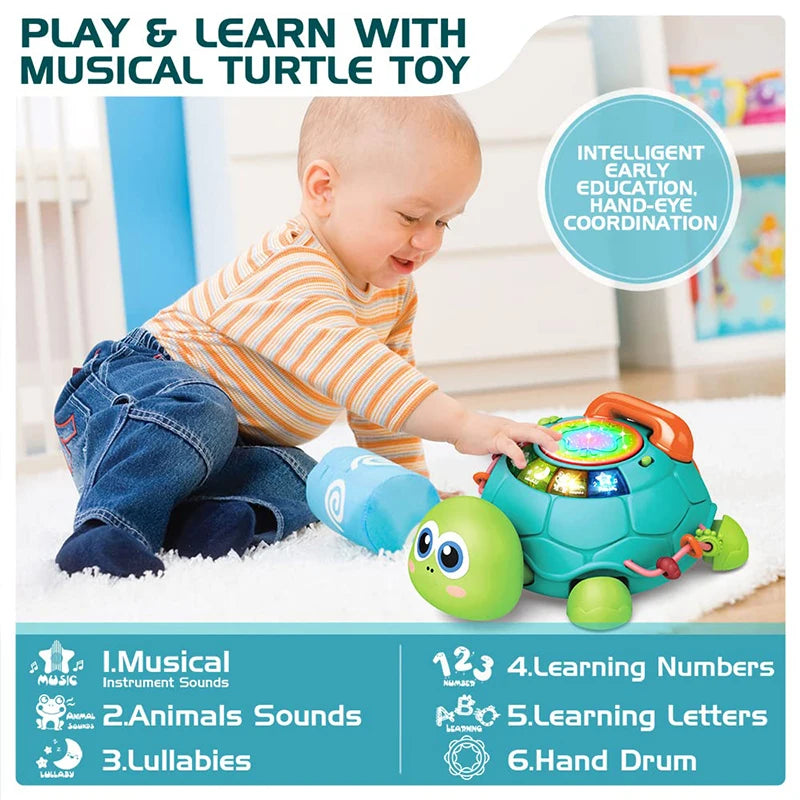 Musical Crawling Turtle Baby Toy with Lights and Sounds