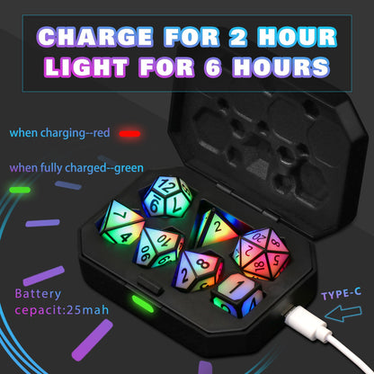 DND Light Up Dungeons and Dragons 7pcs Per Set Board Game Dice Pixels The Rechargeable Electronic LED Dice