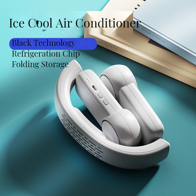 New Hanging Neck Fan Can Accommodate Hand-Held USB Mini Fan Without Leaf Lazy Cooling Hanging Neck Fan