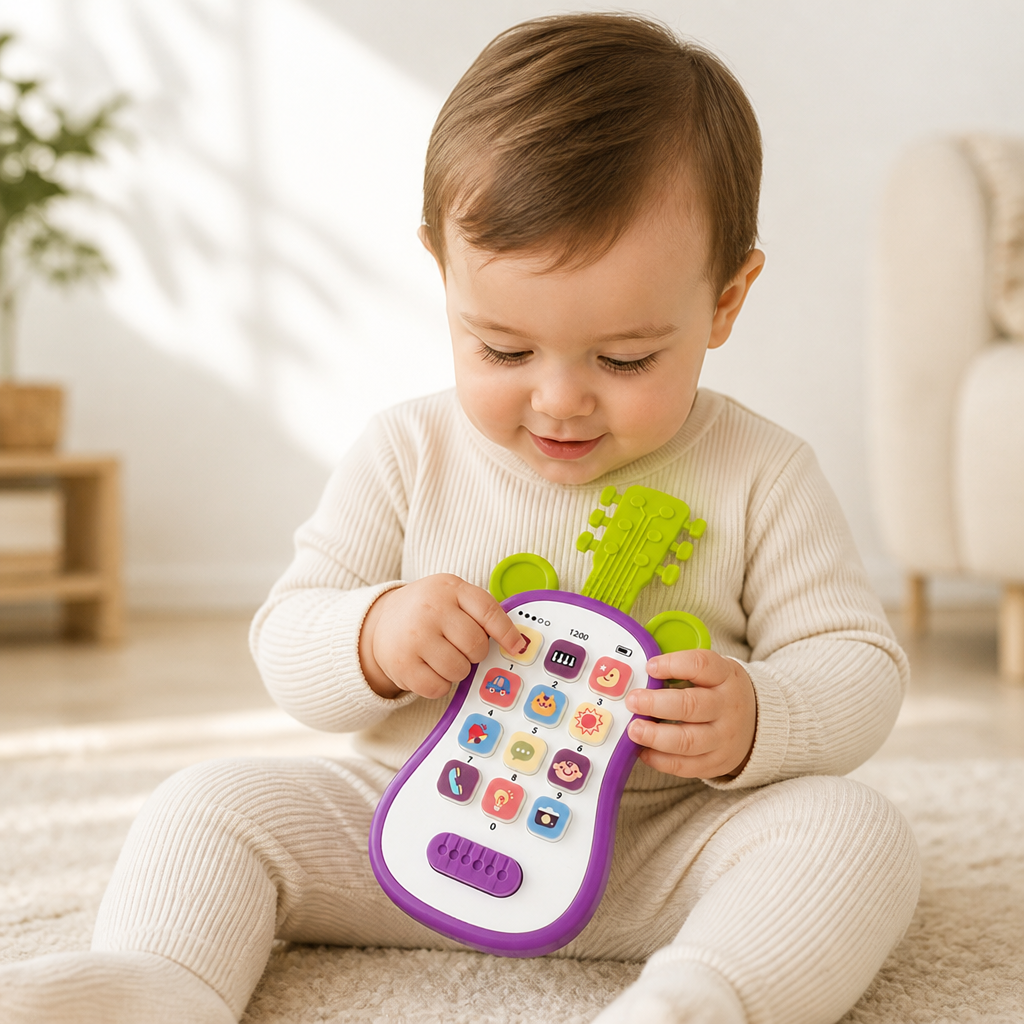 Interactive Guitar Phone Toy with Music Sounds for Babies and Toddlers