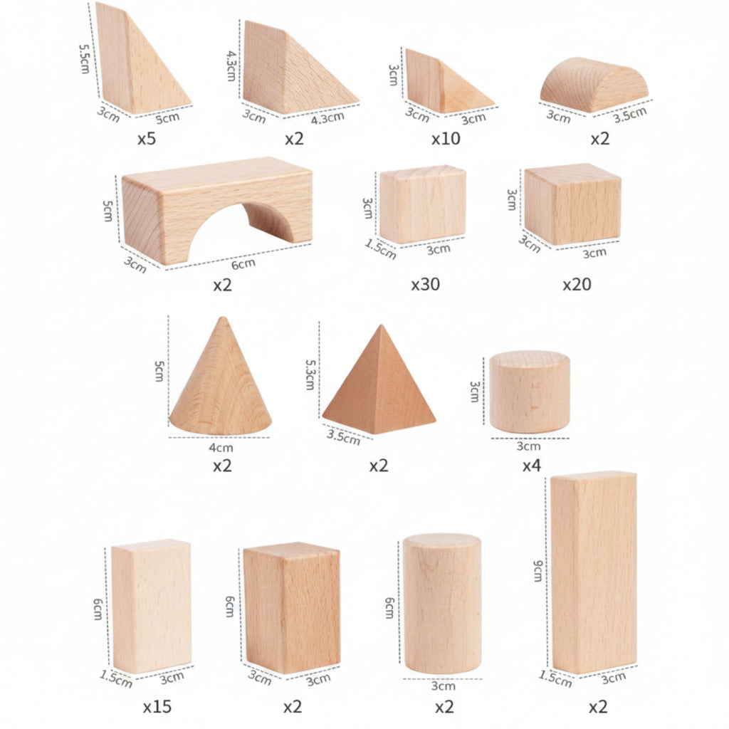 Colourful 100-piece wooden blocks set presented for creative children's play