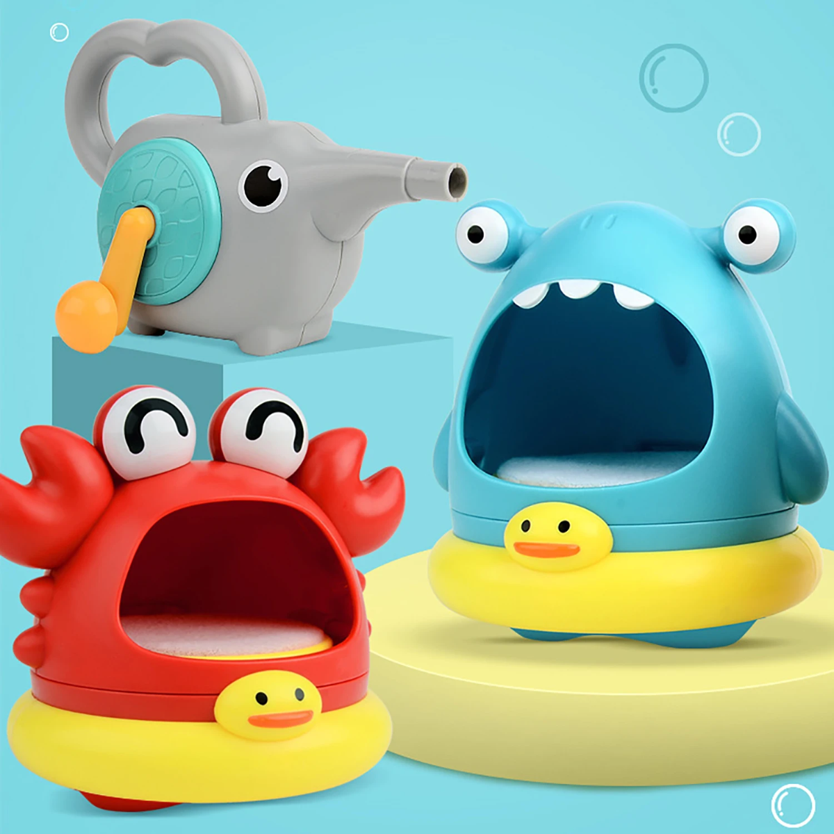 Crab bubble bath toy for kids shown from the front