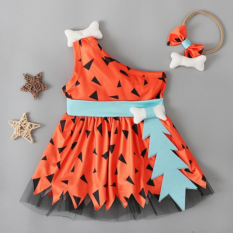 Baby Flintstone Pebbles Dress with Headband