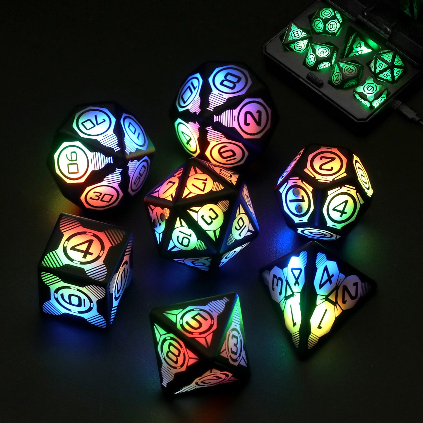 DND Light Up Dungeons and Dragons 7pcs Per Set Board Game Dice Pixels The Rechargeable Electronic LED Dice