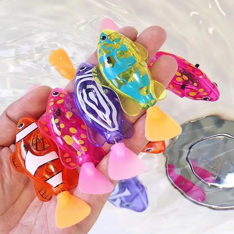 Side view of the electronic swimming fish bath toy with moving tail