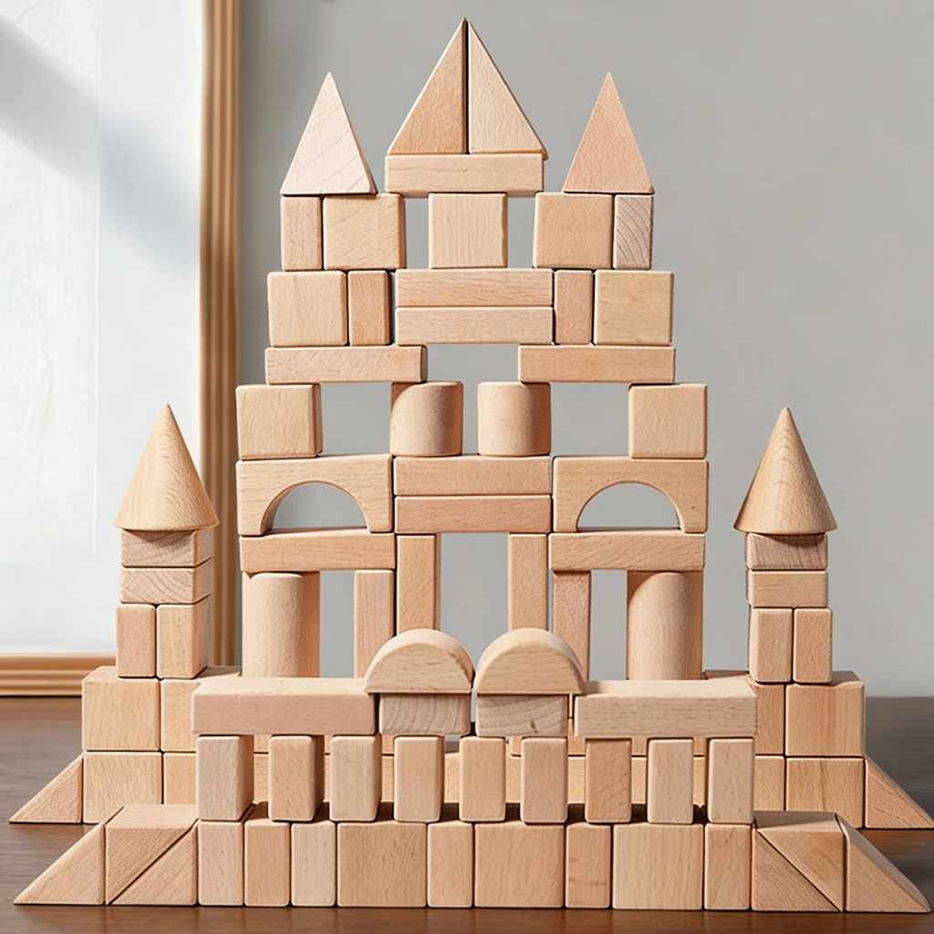 100-Piece Wooden Building Blocks Set for Creative Play