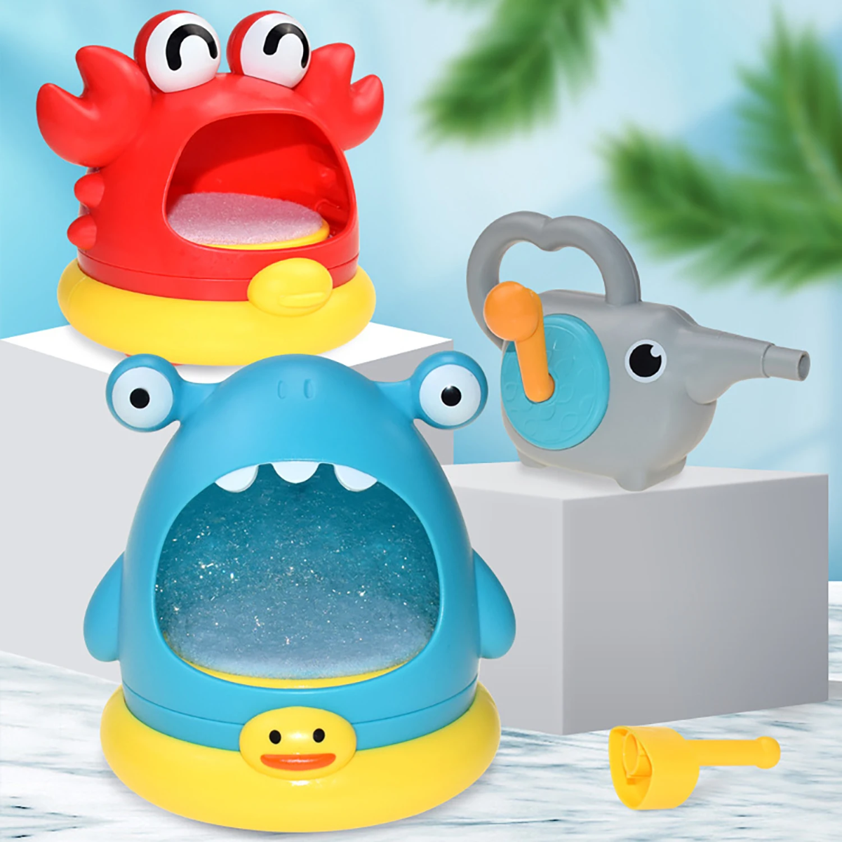 Close-up of the crab bubble bath toy for children