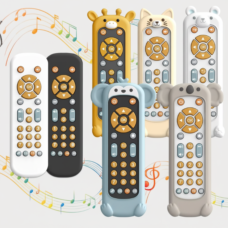 Kids toy remote control with colourful music and learning buttons front view