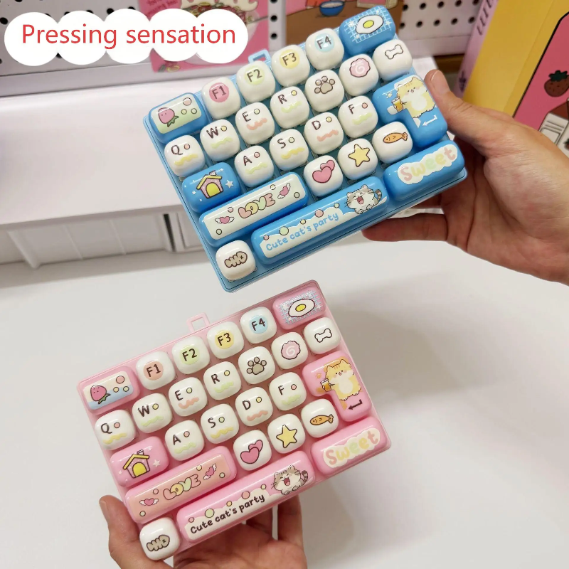 Angled view of the sensory fidget keyboard toy with raised keys