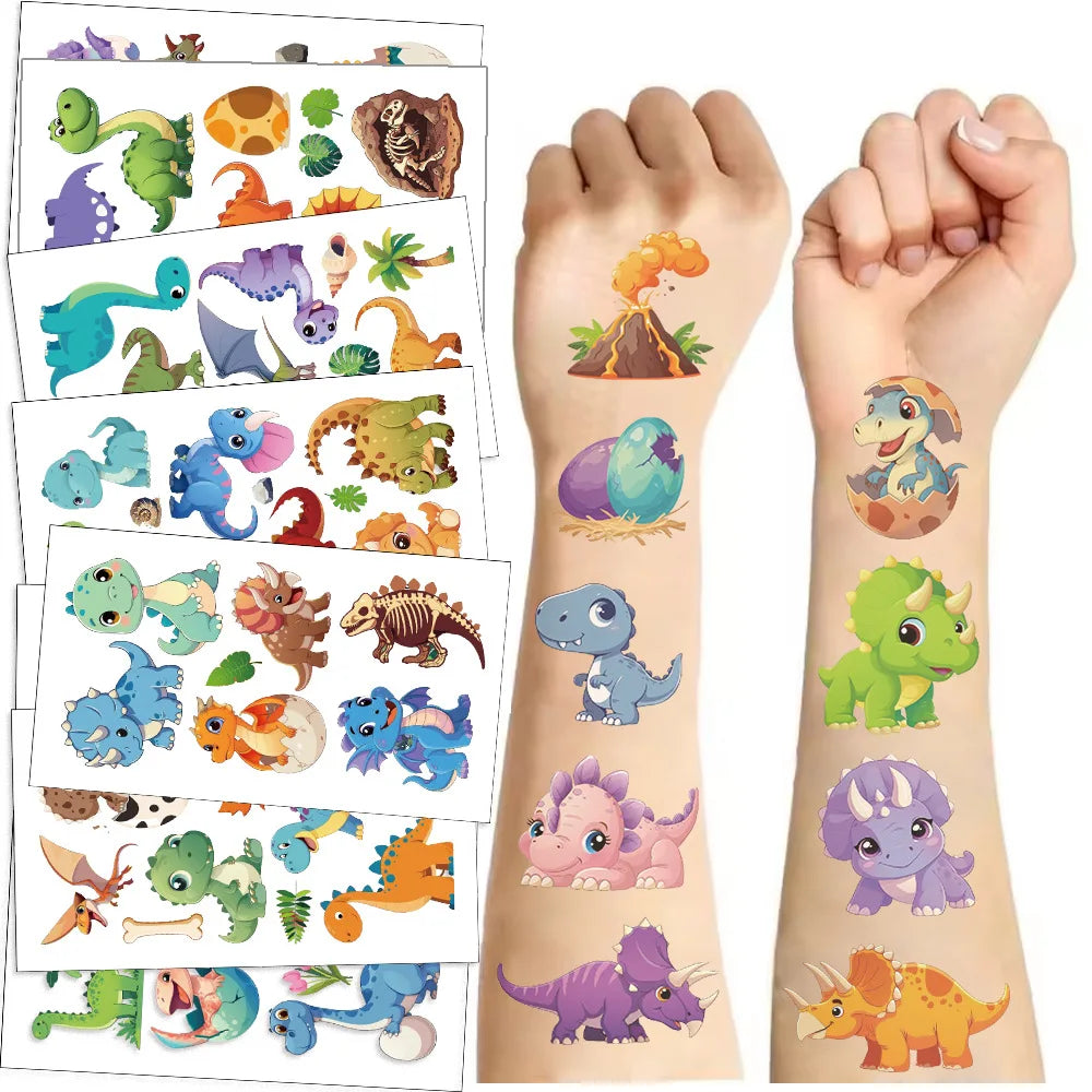 Dinosaur Stickers for Kids – 10 Pack Waterproof Body Art