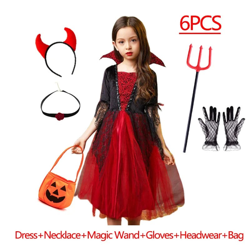 Kids Gothic Vampire Cosplay Costume