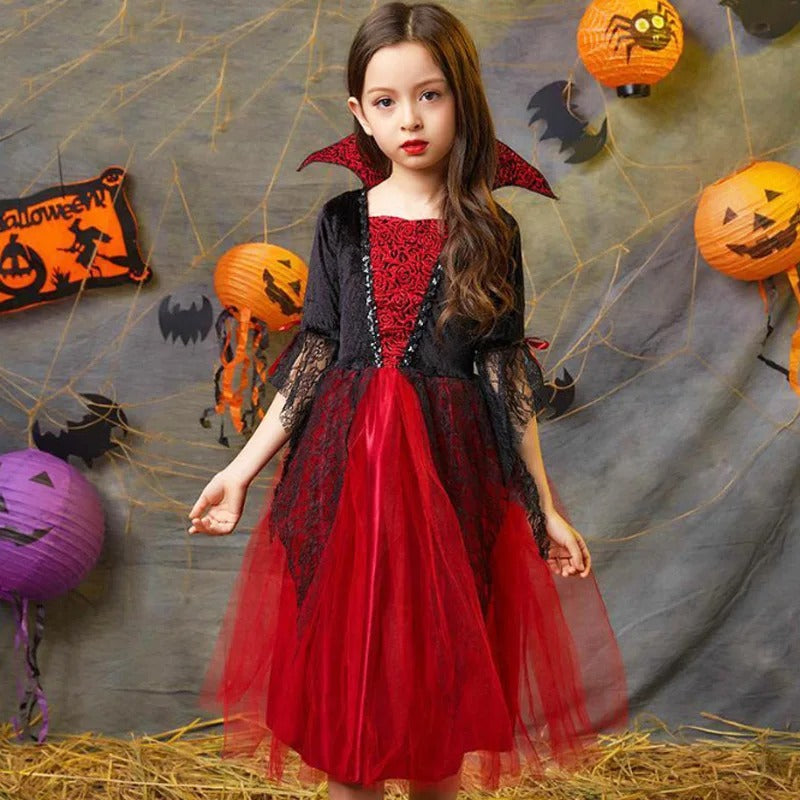 Kids Gothic Vampire Cosplay Costume