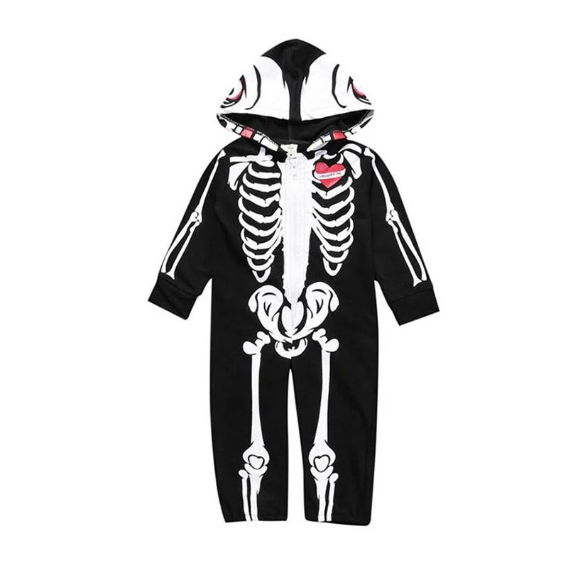 Baby Skull Print Halloween Romper