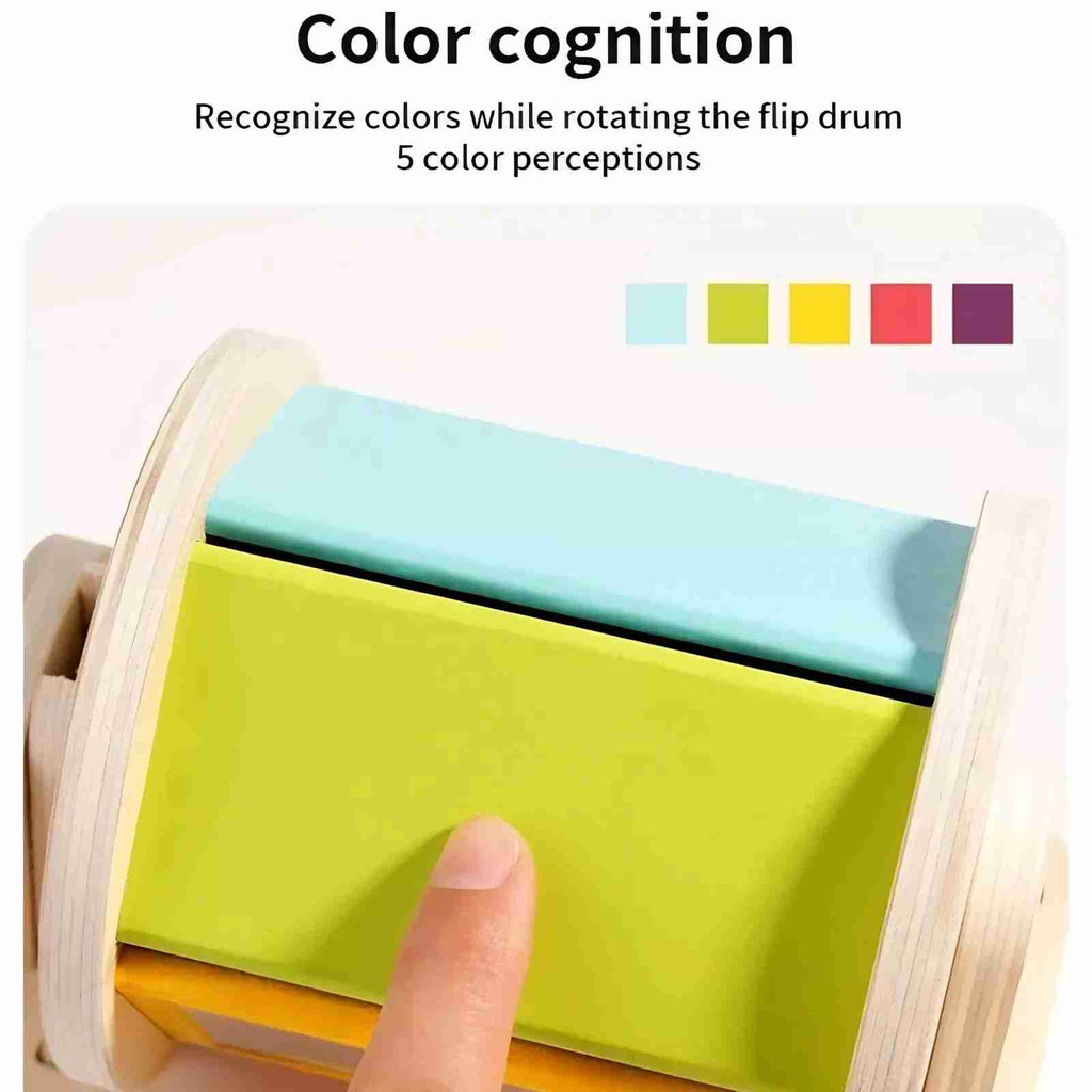 Wooden Montessori Sensory Drum Colors and Shapes Toy