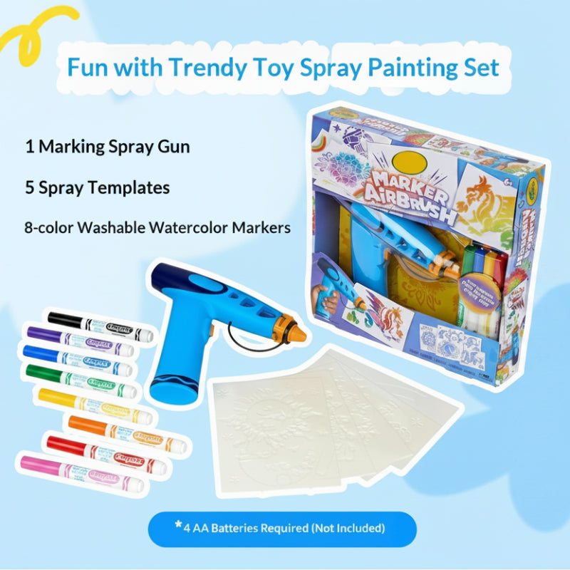 Kids airbrush marker spray gun art set product display with all included components