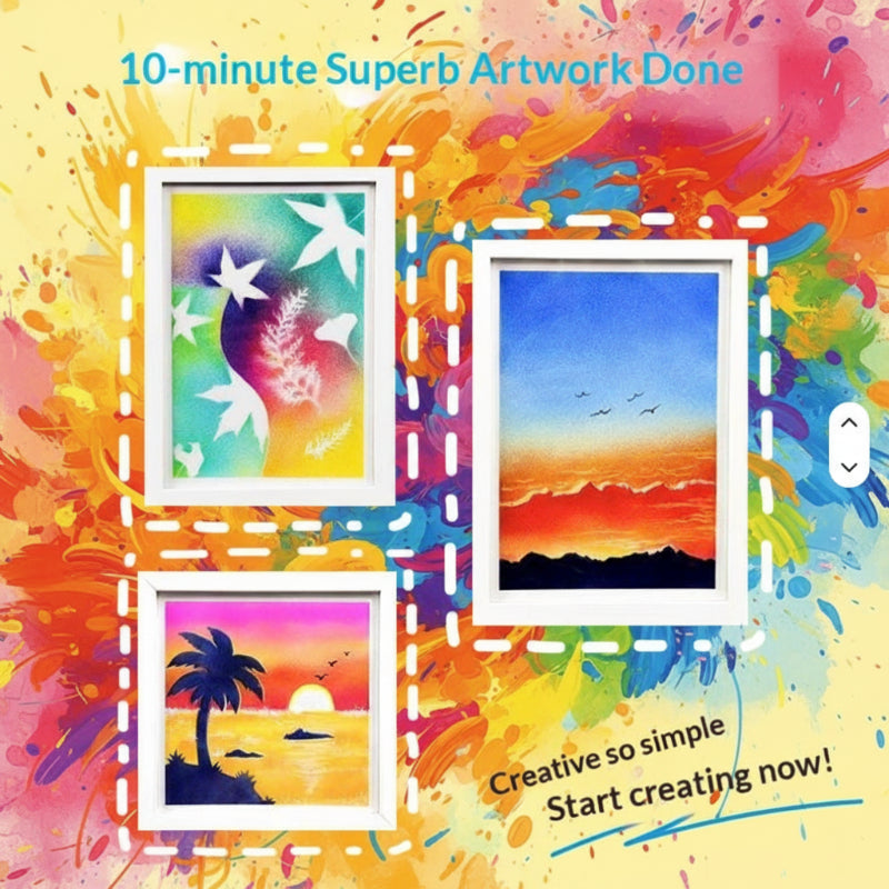Kids craft airbrush marker set displayed with spray gun and included pieces