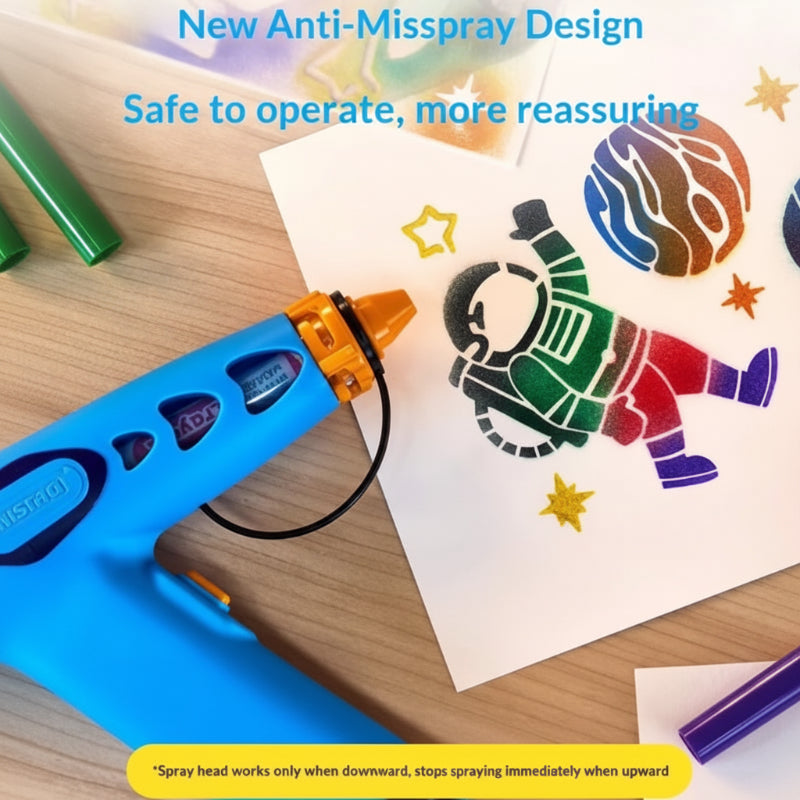 Educational art toy set with airbrush marker spray gun and colouring markers