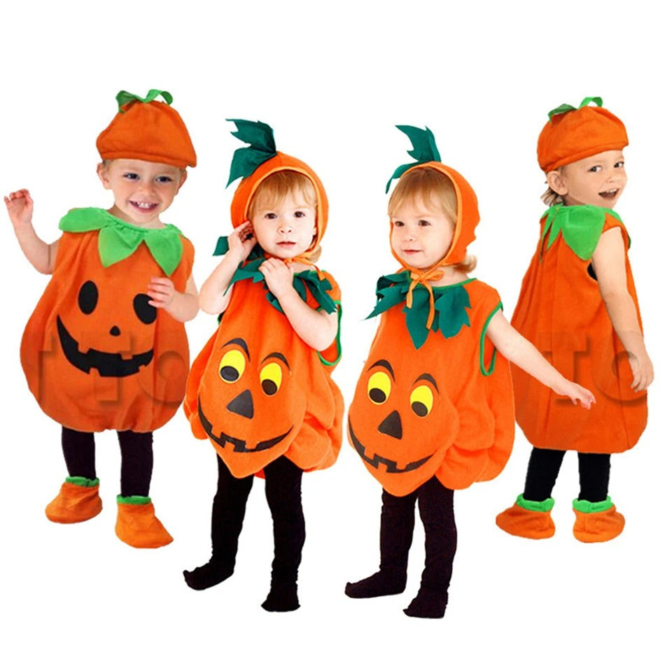 Kids Pumpkin Halloween Costume with Hat
