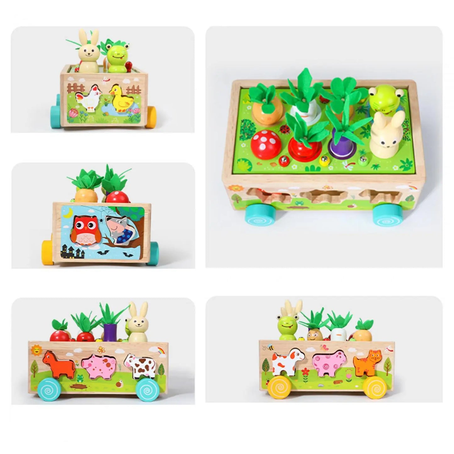 Montessori Toys Developmental Toy Carrot Harvest Game Wooden Toy Preschool Learning for Holiday Gift Ages 3 4 5 Years Old Kids