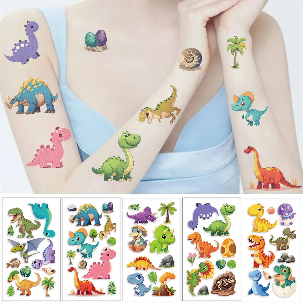 Dinosaur Stickers for Kids – 10 Pack Waterproof Body Art