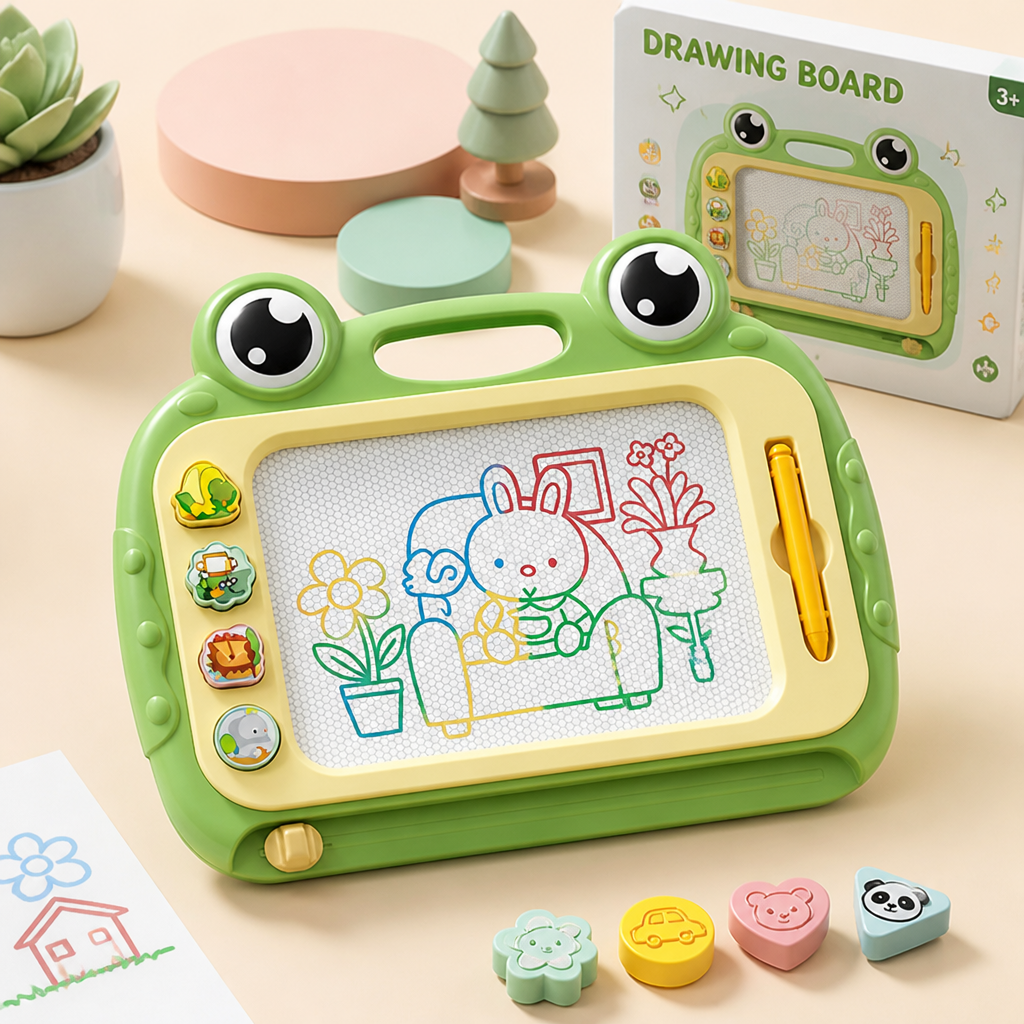 Magnetic Drawing Board for Kids With Pen and Stamps