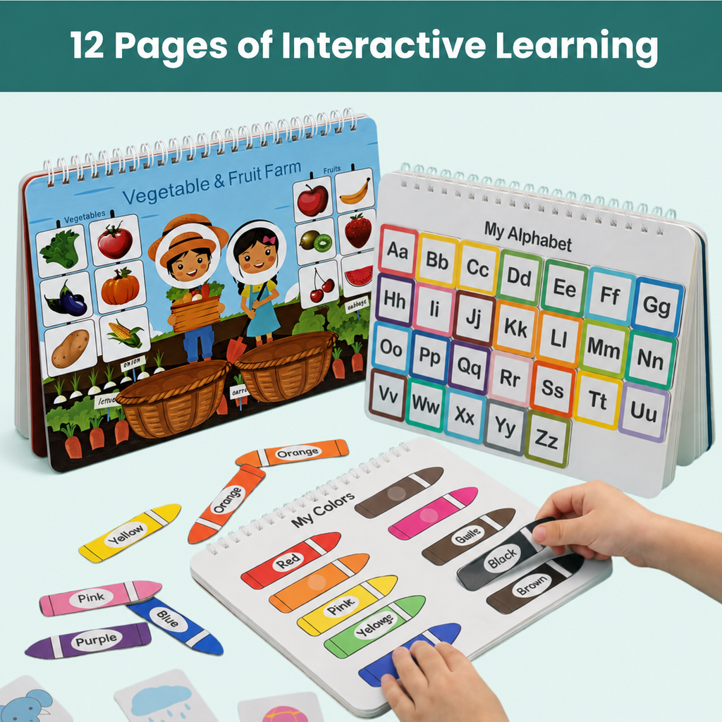 Montessori-Inspired 12-Pages Busy Book for Toddlers