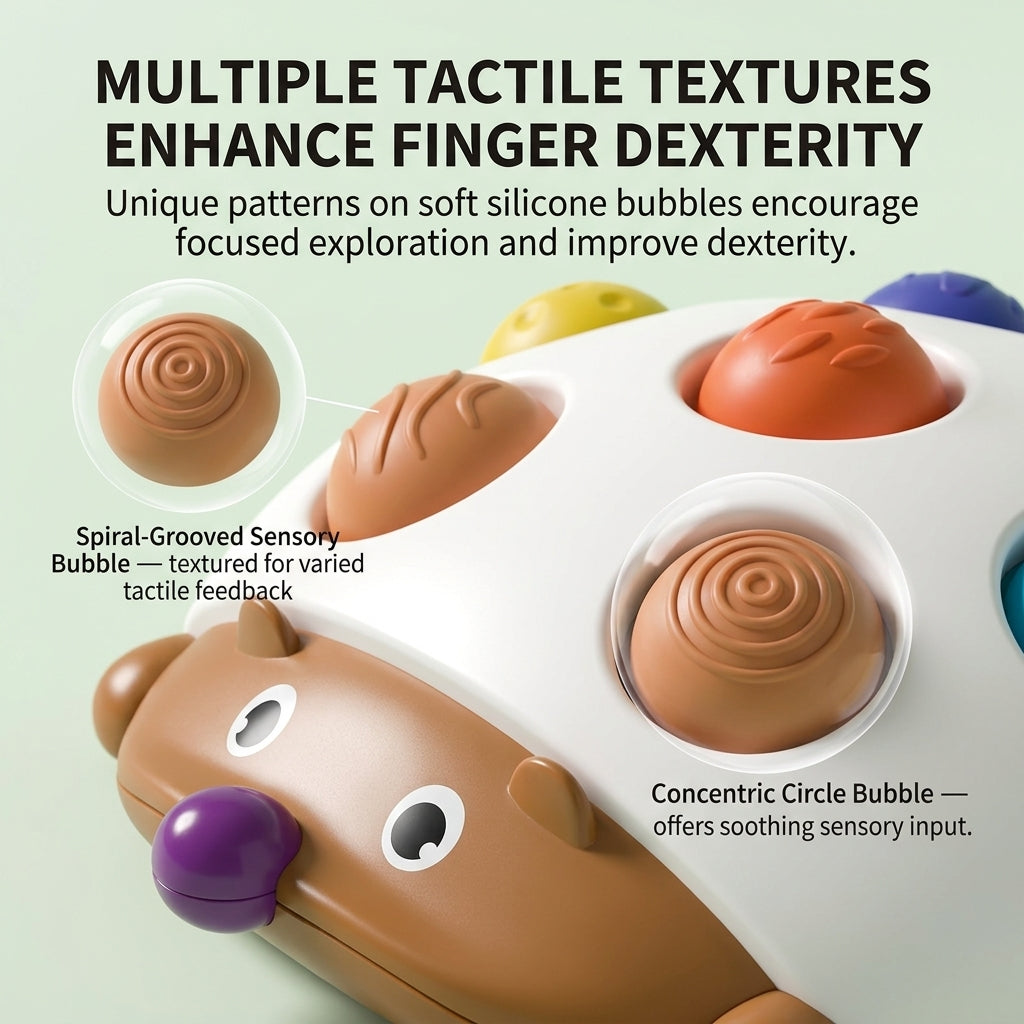 Hedgehog Silicone Finger Push Pop Toy for Kids Sensory and Stress Relief