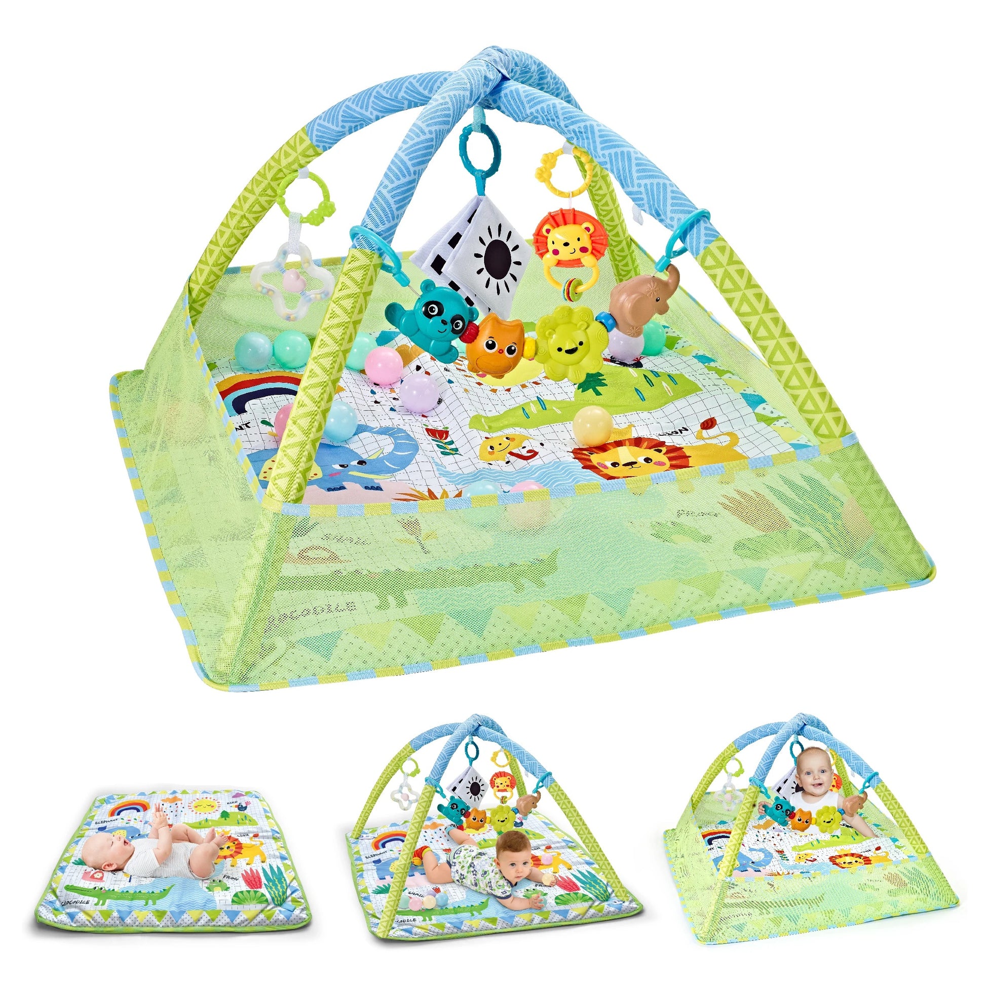 Multifunctional Baby Play Gym Mat with Music & Activity Frame