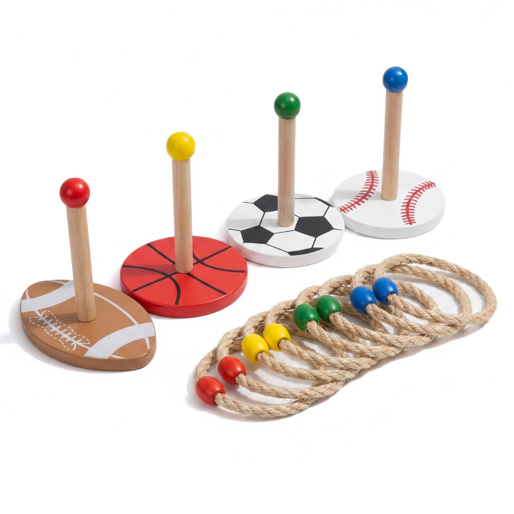 Wooden Ring Toss Game for Kids